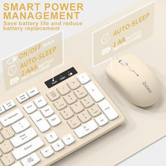 Wireless Keyboard and Mouse Combo, Full-Sized Wireless Keyboard and Adjustable DPI Mouse, 2.4GHz USB Receiver, Keyboard and Mouse for PC, Windows, Desktop, Laptop (Orange-B)