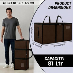 Storite Jumbo Super-Size 81 L Canvas Moisture Proof Heavy Duty Storage Bag | for Toys/Stationery/Blankets/Clothes/Moving Bags MultiPurpose With Strong Reinforced Handles Rectangular Cream (87x26x36 cm)
