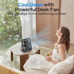 UN1QUE Slim Portable Desk Fan, 0-100 Speeds Adjustable Mini Fan, Rechargable Fan with Fragrance Function, Long Battery-life Personal Fan for Home Outdoor, An Aromatherapy Tablet Included