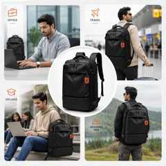 KARRIER Vacuum Compression Backpack with Built-in System for Clothes & Gear Laptop Bags Backpacks for Men and Women 3-in-1 Space-Maximizing Organizer (BLUE)