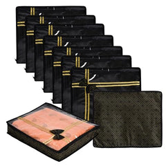 Kuber Industries Non-Woven Saree Storage Bag | Clothes Storage Bag | Wardrobe Storage Bag | Cloth Storage Organizer | Top Visible Window Saree Bag | Bow Golden Printed | 3 Inch | Pack of 6 | Maroon