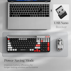 Zebronics Keypad X3 Wireless Keyboard, 102 Keys, 12 Multimedia Keys, 2.4GHz + BT, UV Coated Keycaps, Mobile & Tablet Holder, ₹ Rupee Key, Retractable Stand, USB Nano Receiver (Midnight Black)