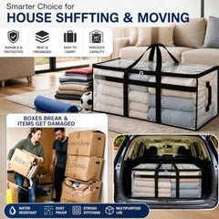 Storite Jumbo Super-Size 81 L Canvas Moisture Proof Heavy Duty Storage Bag | for Toys/Stationery/Blankets/Clothes/Moving Bags MultiPurpose With Strong Reinforced Handles Rectangular Cream (87x26x36 cm)
