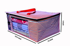VR ATULIT BY CHOOSY 12 Flap Saree Bag | Clothes Storage Bag for Sarees, Blankets | Large Storage Bag for Clothes with Transparent Zip Covers | Foldable Quilted Bag Organizer with Handle for Wardrobe