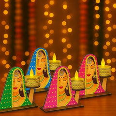 Wooden Jharokha Wall Hanging Tea Light Holder – Traditional Diya Stand & Floating Shelf for Pooja Room, Living Room, Balcony & Temple Décor | Diwali Decoration Items for Home & Main Door (WJH-11)