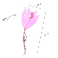 SYGA Set of 1 Women's Tulip and Flower Retro Brooch(Pink)