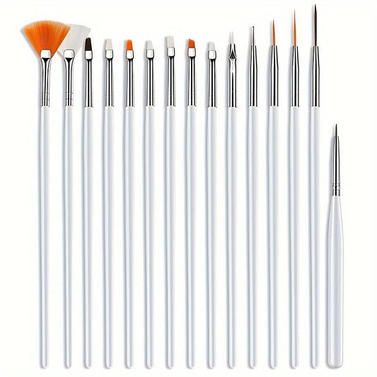 SYGA 15pcs Acrylic Nail Art Design Painting Tool Pen Polish White Nail Brush Set