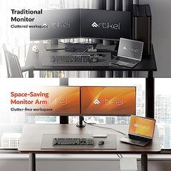 Artikel Double Monitor Desk Mount | Adjustable Heavy Duty Monitor Arms | VESA Mount with C Clamp & Grommet Mounting Base | Computer Monitor Stand for Screen up to 27 inch | Table Mounted | Black