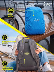 Skybags Quantum 34L Laptop Backpack, 3 Compartments, Grey | Spacious, Organized Interiors, Front & Side Pockets, Rain Cover, College/ Travel/ Office Bag, Unisex, 1-Year Global Warranty