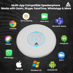 Audio Array Wireless Conference Microphone with Speaker | Bluetooth, USB & 4 Mics | 360° Pickup Upto 4M | Noise Reduction & Enhanced Voice | Portable Speakerphone for Video Calls/Zoom Meeting | AM-W45