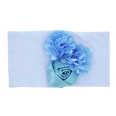 SYGA Baby Headbands Girls Rose Flower Nylon Strechable Hairbands For Newborn Infant Toddlers Kids 0-3 Year (Blue)