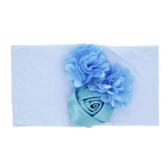 SYGA Baby Headbands Girls Rose Flower Nylon Strechable Hairbands For Newborn Infant Toddlers Kids 0-3 Year (Blue)