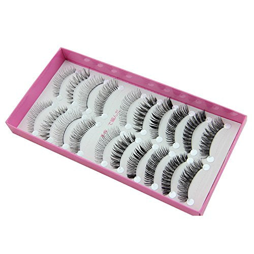 SYGA 10 Pairs False Eyelashes Faux Mink Lashes Natural Look Wispy Fake Eyelashe Fluffy Volume Long Thick Lashes Black