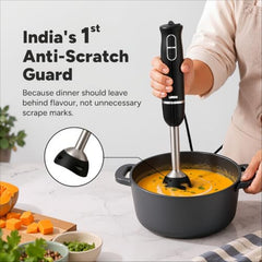 LINSO FULL STACK 1100W India's 1st Anti-Scratch 4-in-1 Hand Blender | 2-Year Warranty | 8 Speeds + Turbo | 860ml Chopper + Egg Whisk + Beaker | SS304 Blade | UK-Based Brand | Pure Copper DC Motor