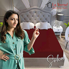 La Verne 100% Waterproof Premium Cotton Feel Mattress Protector Queen Size 78 x 60 Inches | Breathable and Hypoallergenic Ultra Soft Fitted Bed Protector Cover
