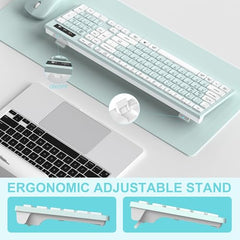 Wireless Keyboard and Mouse Combo, Full-Sized Wireless Keyboard and Adjustable DPI Mouse, 2.4GHz USB Receiver, Keyboard and Mouse for PC, Windows, Desktop, Laptop (Orange-B)