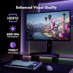Kreo Obsidian 27I200Q 27" Gaming Monitor, 1440p QHD IPS, 200Hz, 1ms, 130% sRGB, 95% AdobeRGB, FreeSync/G-Sync, HDR10, Adjustable Stand, HDMI & DisplayPort, Eye Comfort, Flicker Free
