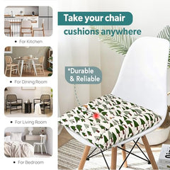 Kuber Industries 2 Pcs Cotton 16x16 Inch Chair Cushion for Sitting | Chairs Cushion For Home, Office, Dining Chair, Car, Meditation | Back Rest Support Chair Cushion with Ties | Plain - Cream
