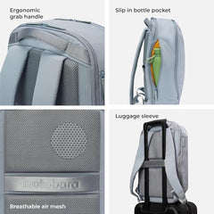 MOKOBARA Aisle 19L Laptop Backpack 15.6 Inch Office Travel Blue | Aerology Nylon Vegan Leather Flat Opening Compartment Disappearing Bottle Pocket Air Mesh Back For Men Women College Padded