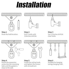 Hodaqe Stainless Steel Ceiling Hanging Hook Kit, 300 kg