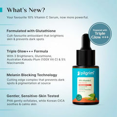 Pilgrim 10% Vitamin C Face Serum for Glowing Skin with Niacinamide - 10ml | 5% Niacinamide & Glutathione, Brightening, Fades Dark Spots & Evens, Dullness, Sensitive Skin Safe, Oil Free, All Skin Types