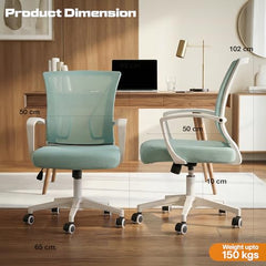DROGO Comfortwing Premium Ergonomic Office Chair for Work from Home, High Back Computer Chair with Breathable Mesh, Armrest, Adjustable Seat, Rocking & Winged Back | Mesh Chair for Office (White/Blue)