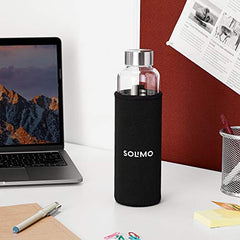 Amazon Brand - Solimo Silica Glass Bottle with Flip Cap, 1 Litre, Set of 4, Transparent