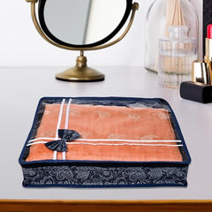 Kuber Industries Non-Woven Saree Storage Bag | Clothes Storage Bag | Wardrobe Storage Bag | Cloth Storage Organizer | Top Visible Window Saree Bag | Bow Golden Printed | 3 Inch | Pack of 6 | Maroon