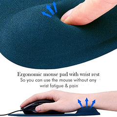Dyazo Memory-Foam Gel Mouse Pad with Wrist Rest Support Non Slip Rubber Base Mousepad Suitable for Computer, Laptop, Notebooks Gaming (Blue)