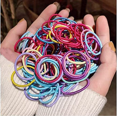SYGA Multicolor Hair Bands (100) Hair Bobbles Hair Ties 3mm for Women Versatile for Styling Ponytail for Girls Stretchable Elastic - Morandi