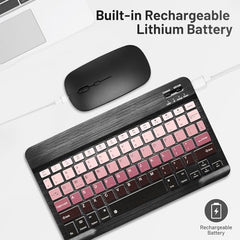 Bluetooth Keyboard and Mouse Combo Rechargeable Portable Wireless Keyboard Mouse Set for Apple iPad iPhone iOS 13 and Above Samsung Tablet Phone Smartphone Android Windows (Gradient White Purple)