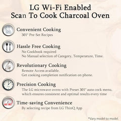 LG 28 L Scan-To-Cook Wi-Fi Enabled Charcoal Convection Microwave Oven (MJEN286UBW, Black, Beige Door, 301 Auto Cook Menu, Bar-be-queing at home, 30 Heart Healthy Recipes, Diet Fry & Multicook Tawa)