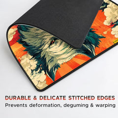 Ant Esports Wolf Mouse Pad 260X210X3mm Anti-fray Stitching, Gaming Mouse Pad Waterproof Surface & Non-Slip Rubber Base Stitched Edges Gaming Mouse Mat for Laptop,Compatible with Laser and Optical Mice
