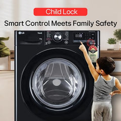 LG 12 Kg, 5 Star, AI Direct Drive Technology, Wi-Fi, Steam Fully Automatic Front-Loading Washing Machine (FHP1412Z3O, Intelligent & Convenient Fabric Care, Allergy Care, In-Built Heater, Onyx Black)