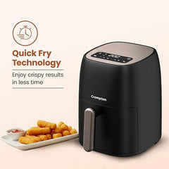 Crompton Ameo Edge 5L Digital Air Fryer, NutriGuard Technology, 10 Preset Menus, Interactive Digital Display, SilentPro Technology, Edge-to-Edge Design,1 Year Warranty (ACGAF-AMEO EDGE 5L)