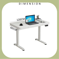 SYGA Medis Electric Lift Table Standing Desk Desk Computer Desktop Table Liftable Table Frame Table Leg Computer Desk(120 X 60 CM White)