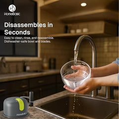 HOMEBASIC 350ml Rechargeable Electric Chopper | 6 Stainless Steel Blades | One-Touch Operation | Compact Mini Food Processor for Onion, Garlic, Ginger, Vegetables, Meat, Nuts | USB Charging