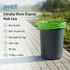 Amazon Brand - Presto! Garbage Bags | XXXL | 30 Count | 10 Bags x 3 Rolls | 42 x 48 In | For Dry & Wet Waste | Black