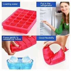 SYGA 24 Grid Cube Silicone Square Ice Cube Mold Tray Easy Release Square Shape Mini Stroage Tray Baby Food, Chocolate, Fruit Ice Cube Cocktail Whiskey Ice Tray Kitchen & Bar Accessories-Random Colour