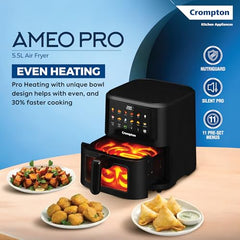 Crompton Ameo Edge 5L Digital Air Fryer, NutriGuard Technology, 10 Preset Menus, Interactive Digital Display, SilentPro Technology, Edge-to-Edge Design,1 Year Warranty (ACGAF-AMEO EDGE 5L)