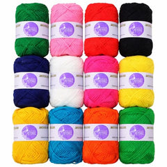 Asian Hobby Crafts 12 Pcs Multi Wool Yarn Set for Crocheting & Knitting | 12g Each Soft 3 Ply Wool Yarn Crochet Thread, Ideal For Handmade DIY Embroidery Craft Projects & Perfect For Beginners