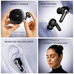 boAt Airdopes Prime 511, Volume Swipe Control, 50hrs Battery, 4Mics ENx, Multipoint Connection, App Support, Bluetooth Earbuds, TWS Ear Buds Wireless Earphones with mic (Active Black)