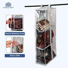 Homestrap Handbag Hangease 3 Layer Bag Organizer Cover for Handbags|Transparent Storage Bag