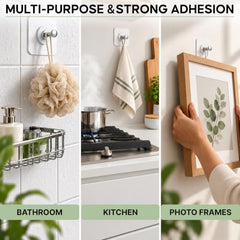 DALUCI Self Adhesive Wall Hooks (Pack of 5) – Heavy Duty Nail-Free Hooks for Wall Heavy Items | Photo Frame Hooks Without Drilling | Strong Sticky Hook for Frames, Clocks & Keys (Photo Frame Hook, 5)