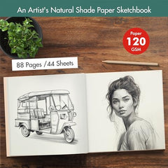 Zaslan Paper - Artist Sketchbook - Square - 120 Gsm - Drawing Sketchbook - 88 Pages/44 Sheets - Hard Bound Drawing Book - Size 21.5 X 21.5 Cm (Face Aura), Acrylic