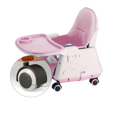 SYGA High Chair for Baby Kids,Safety Toddler Feeding Booster Seat Dining Table Chair with Wheel and Cushion(Pink)
