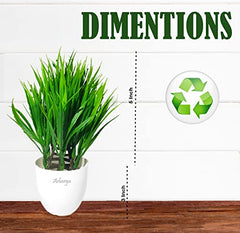 Asharya® Artificial Flower Plants for Home Décor – Set of 4 Mini Potted Plants (7 Inch) in White Pots | Pink, Yellow, Red & Blue Faux Flowers for Living Room, Office, Indoor Outdoor Decoration