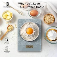 HomeBasic Digital Kitchen Weighing Scale 5kg | Food Weighing Machine, Weight Scale for Food, ±1g Accuracy, Multi-Units (g/oz/lb/ml), Tare Function, Waterproof Platform for Cooking, Baking & Diet