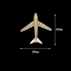 SYGA Men's Suit Aircraft Design Brooch Pin, Gold Tone with Crystal Accents