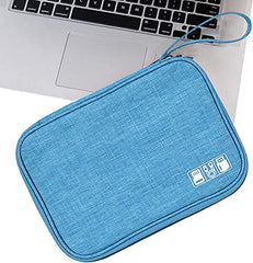 House of Quirk Electronics Accessories Organizer Bag, Universal Carry Travel Gadget Bag for Cables, Plug and More, Perfect Size Fits for Pad Phone Charger Hard Disk (Sky Blue)
